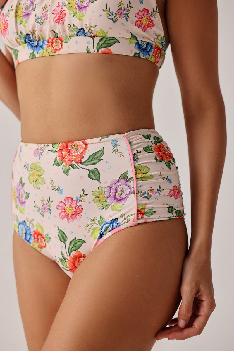 Paros Bikini Set-Bloom poly spandex resort wear by NOIB in pink for women Worldwide