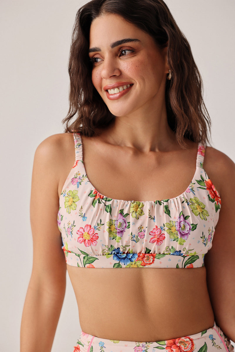 Paros Bikini Set-Bloom poly spandex resort wear by NOIB in pink for women Worldwide