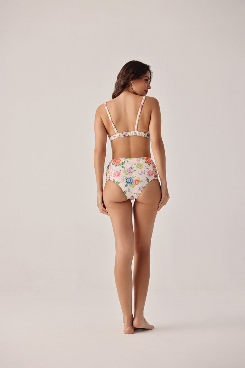 Paros Bikini Set-Bloom poly spandex resort wear by NOIB in pink for women Worldwide
