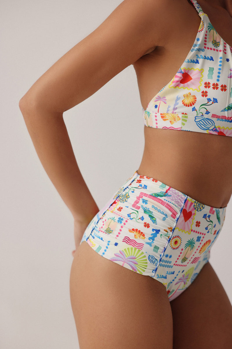Paros Bikini Set-Seascape poly spandex resort wear by NOIB in multi-color for women Worldwide