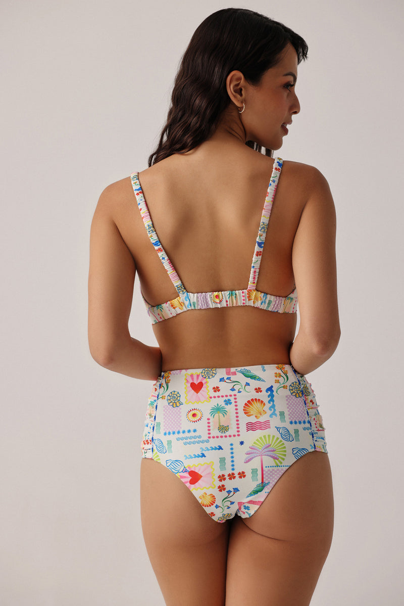 Paros Bikini Set-Seascape poly spandex resort wear by NOIB in multi-color for women Worldwide