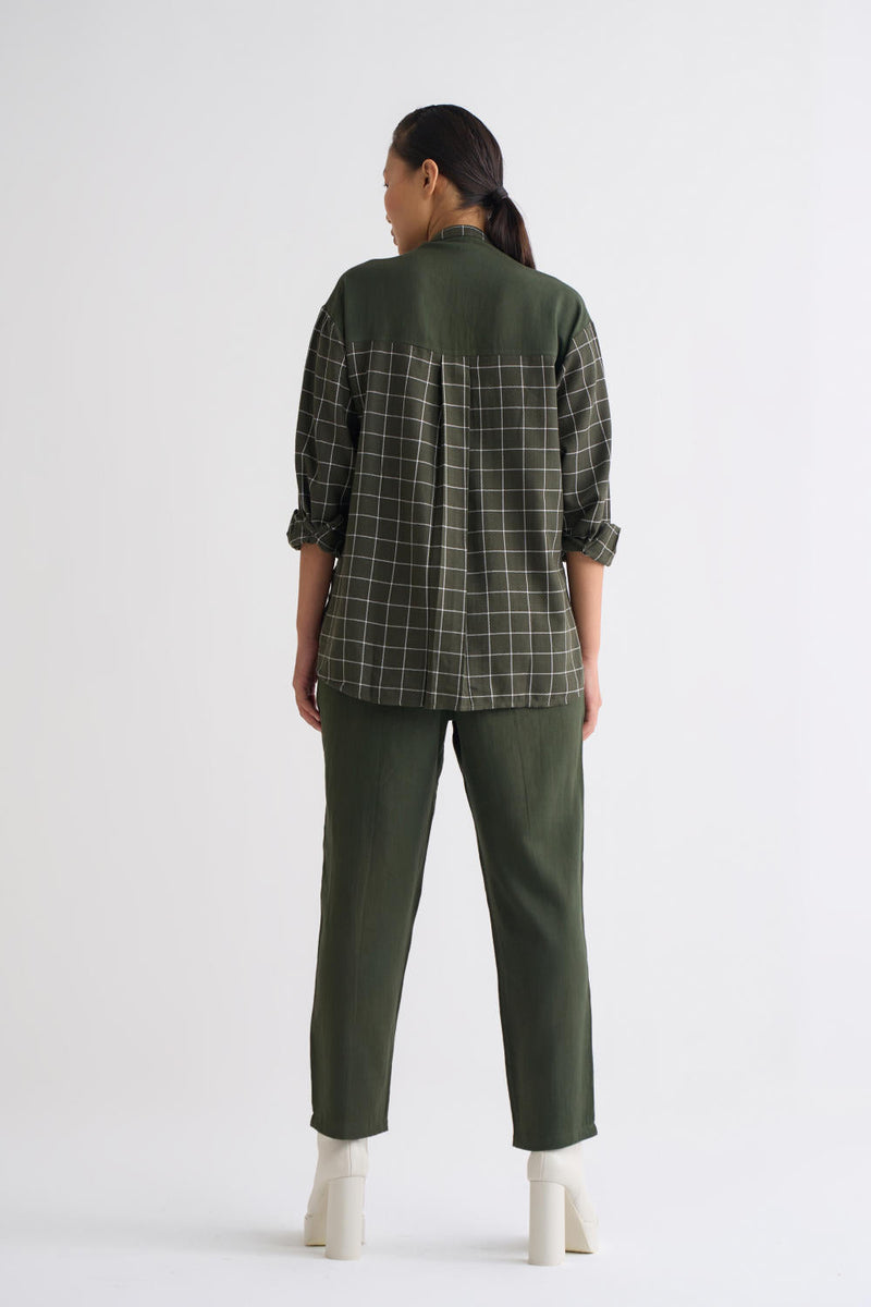 Patch Pocket Shirt Co-ord - Olive Co-ord Set,Bottoms by THREE for women Worldwide