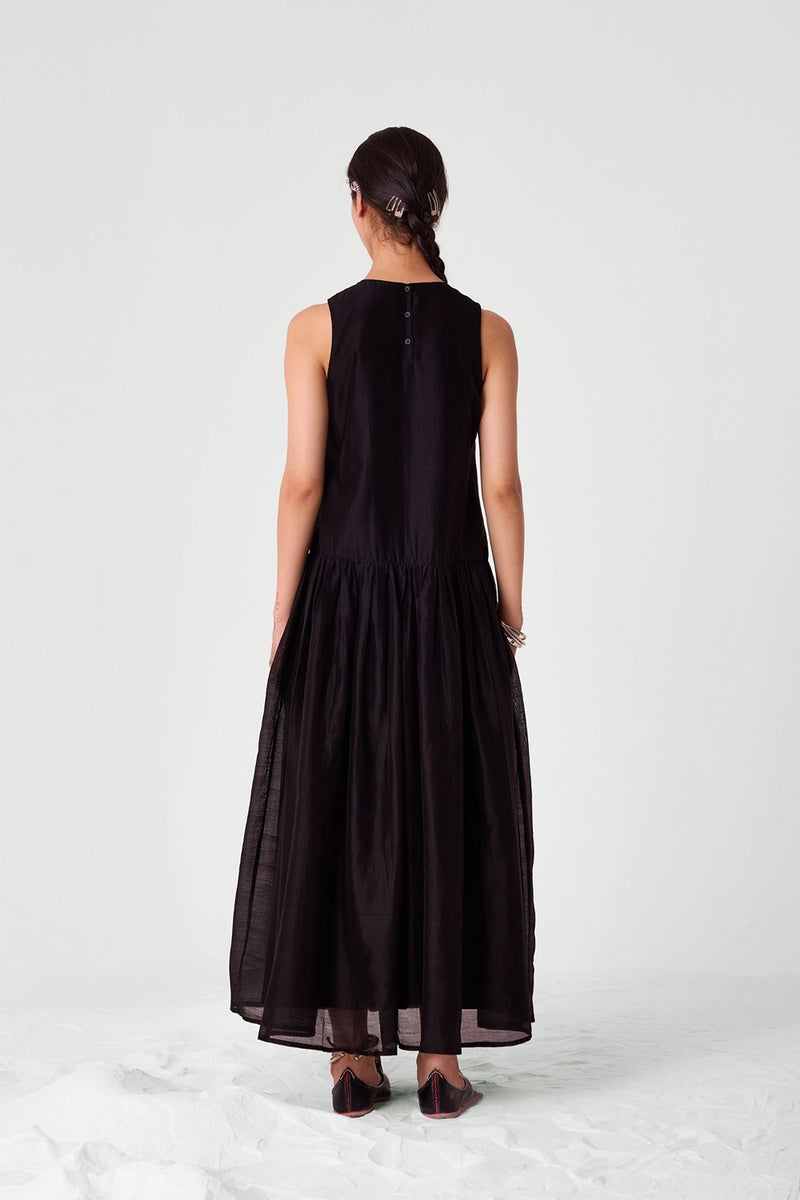 Pavi Black Handwoven Embroidered Dress