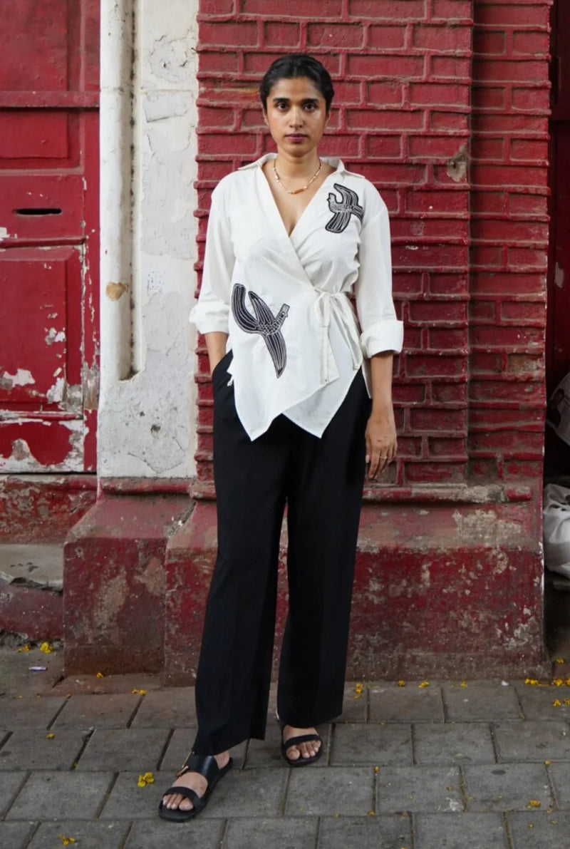 Hasan Wrap Shirt poplin by JodiLife in white for women Worldwide