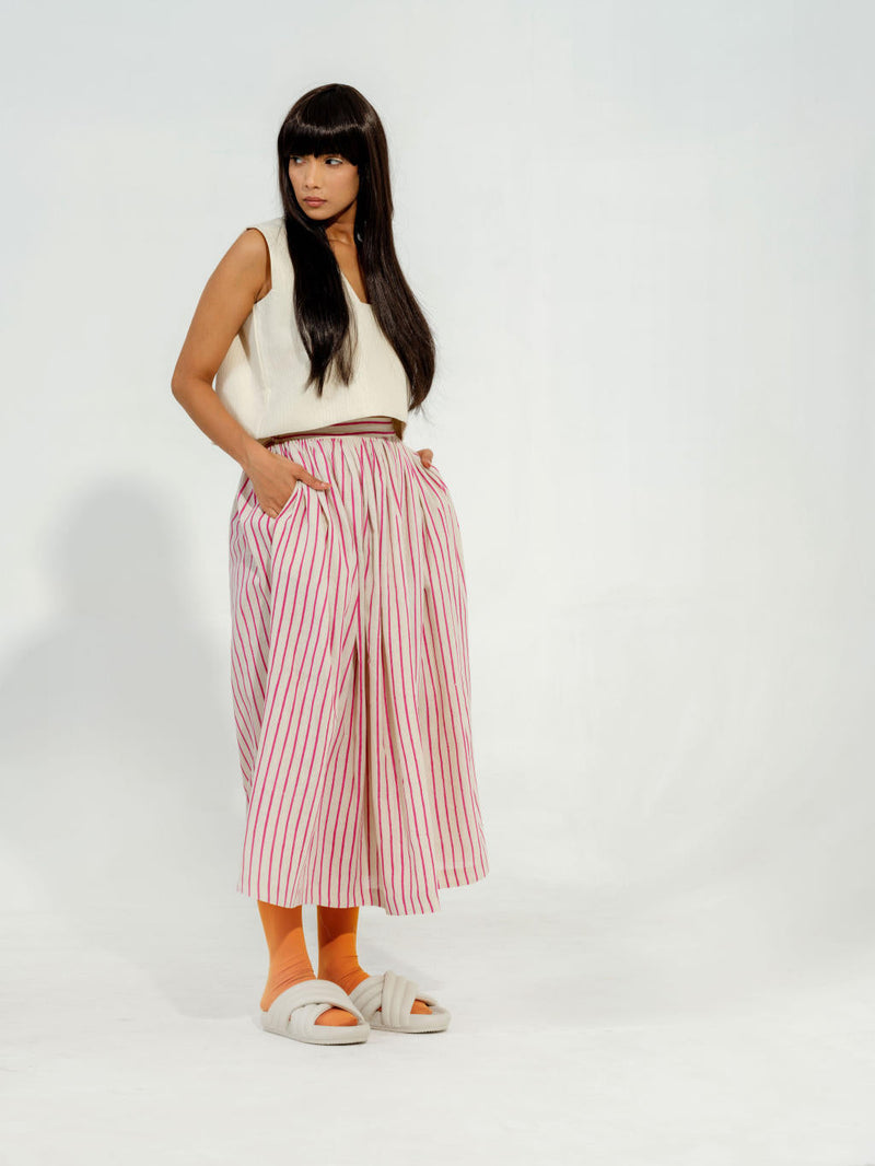 Pepper Skirt cotton muslin skirts by Stoique in natural, pink for women Worldwide