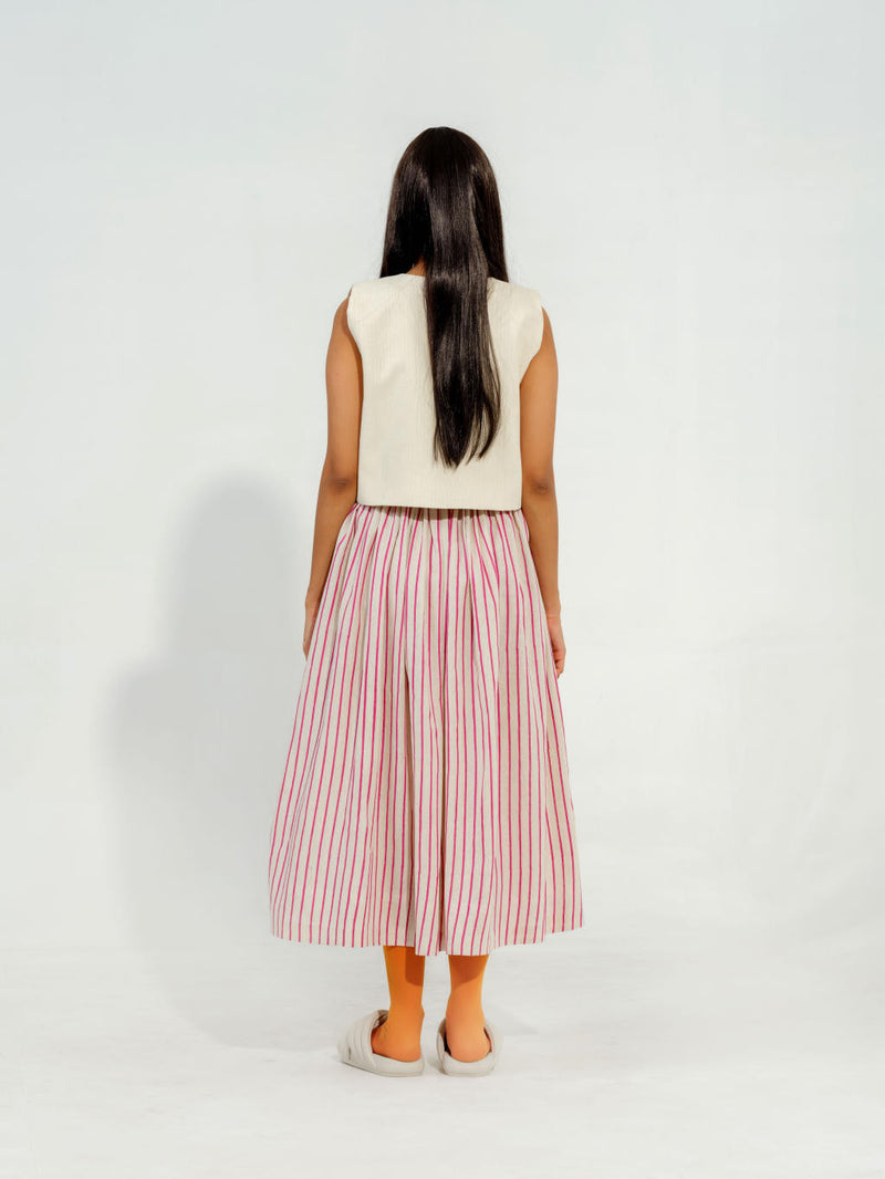 Pepper Skirt cotton muslin skirts by Stoique in natural, pink for women Worldwide