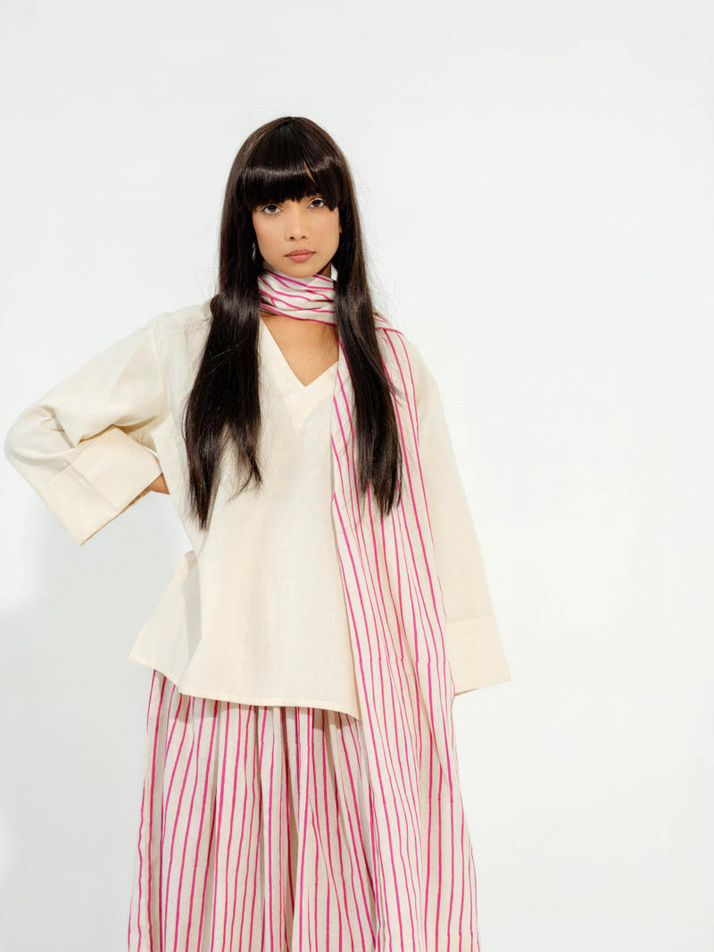 Pepper Top cotton matty tops and shirts by Stoique in natural, pink for women Worldwide