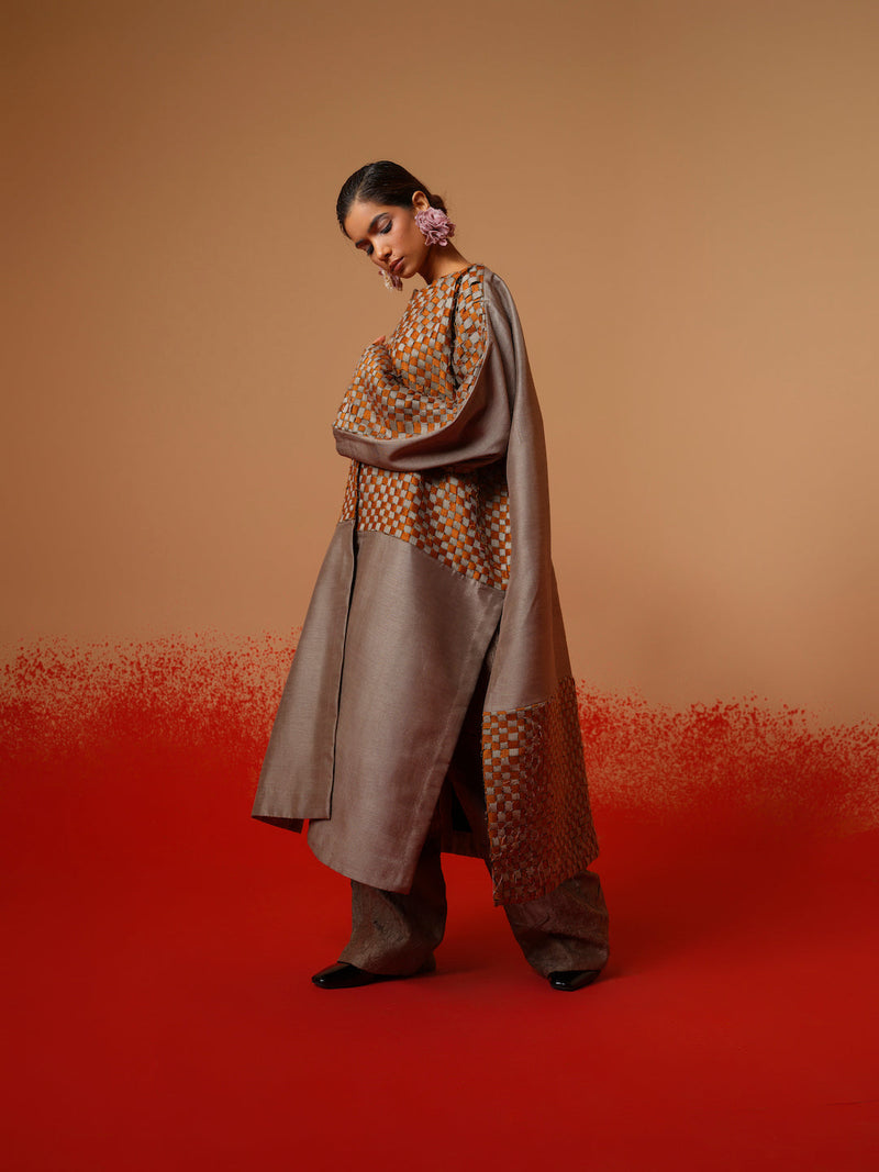 Petal Pants-Grey mysore silk pants/trousers by Stoique in grey for women Worldwide