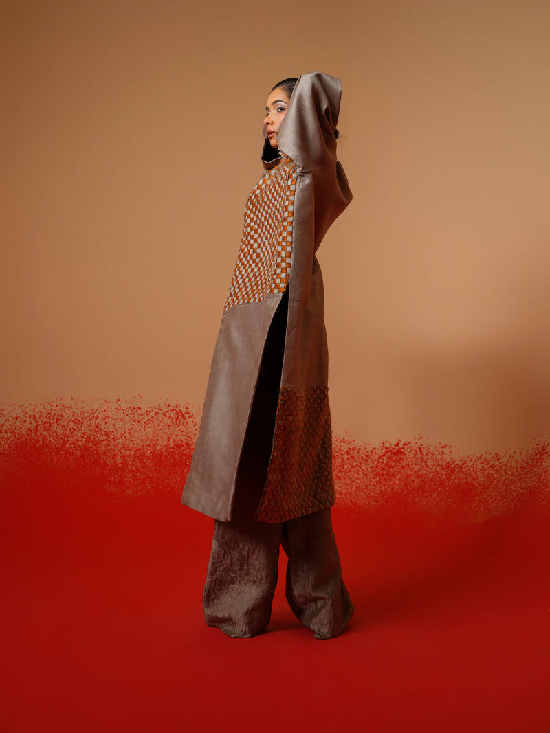 Petal Pants-Grey mysore silk pants/trousers by Stoique in grey for women Worldwide