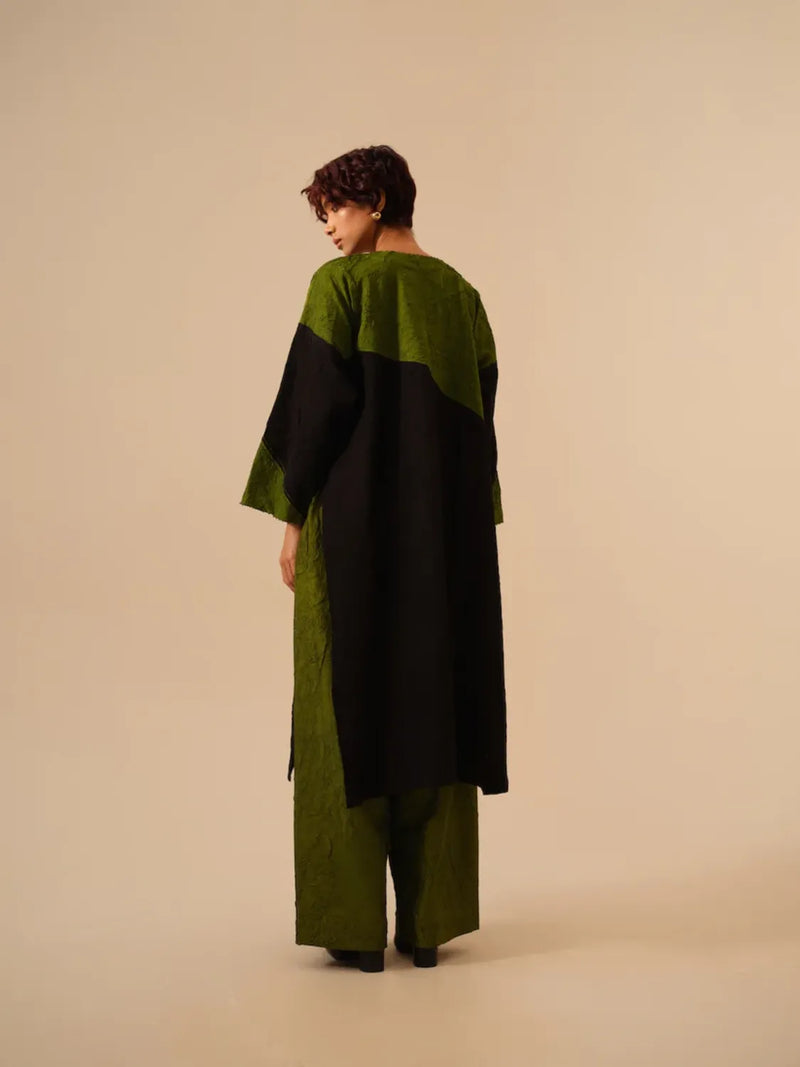 Petal Pants-Jade Green crushed silk pants/trousers by Stoique in green for women Worldwide