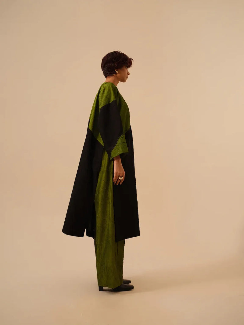 Petal Pants-Jade Green crushed silk pants/trousers by Stoique in green for women Worldwide