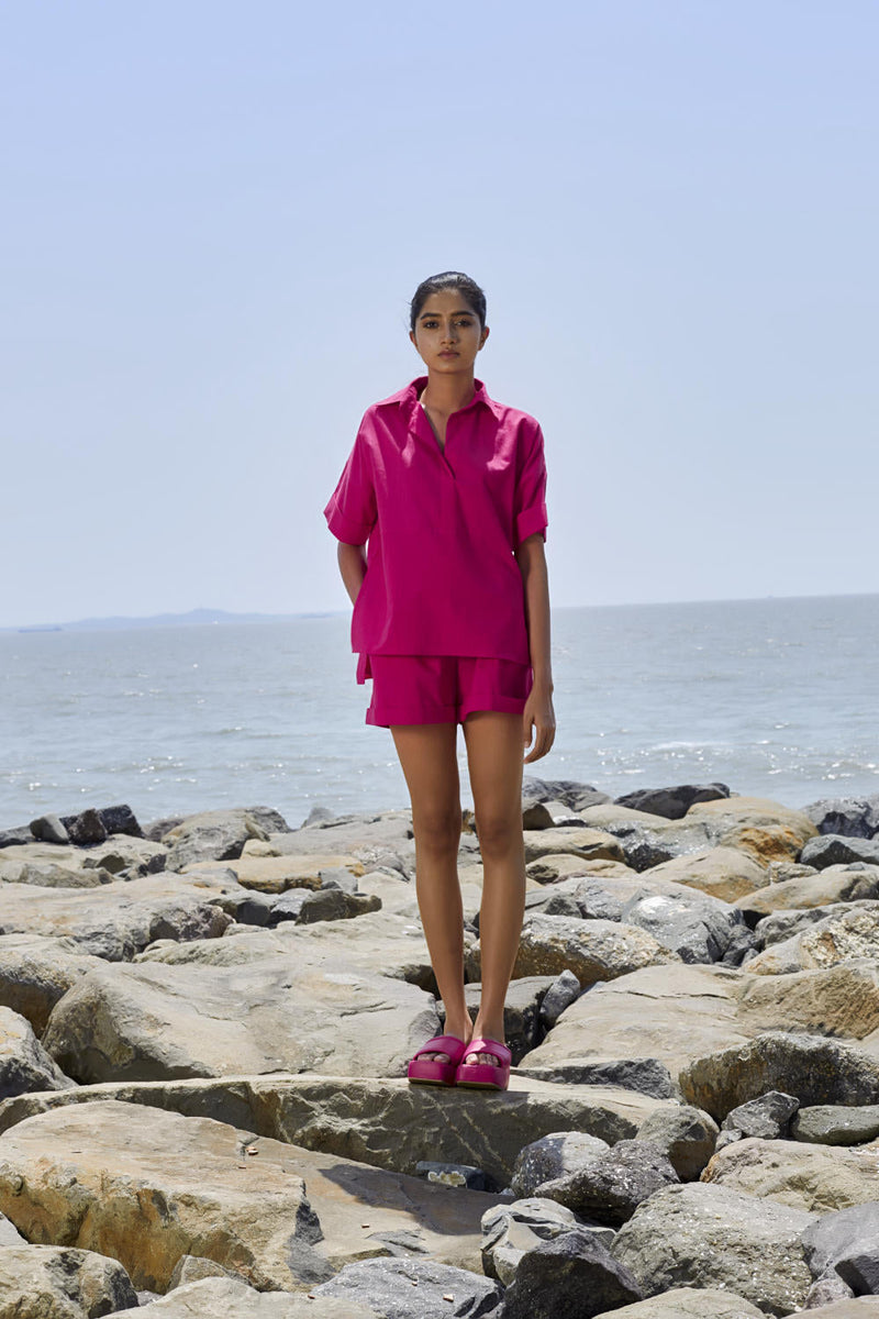 Pink Ekin Shirt Set Co-ord Sets by Mati in pink color for women Worldwide