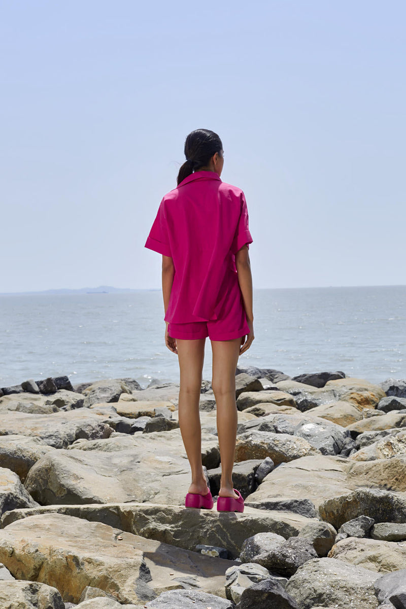 Pink Ekin Shirt Set Co-ord Sets by Mati in pink color for women Worldwide