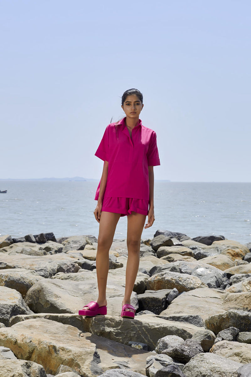 Pink Ekin Shirt Set Co-ord Sets by Mati in pink color for women Worldwide