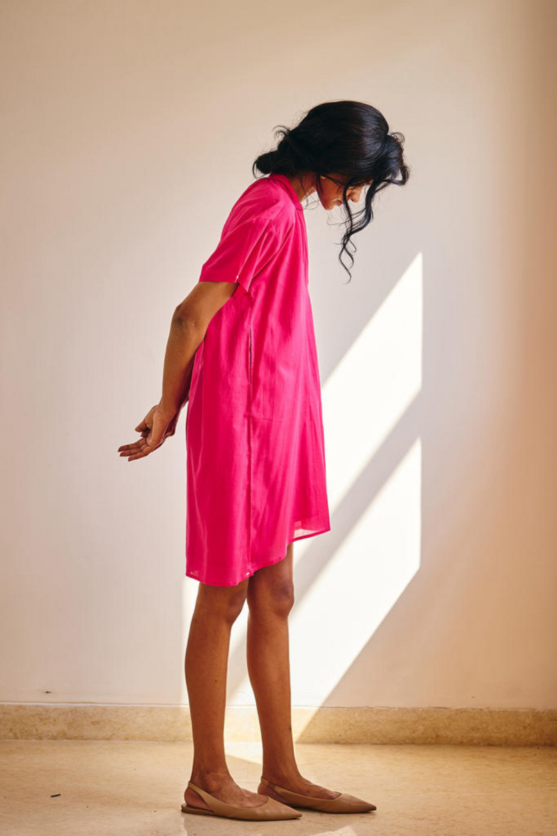 Pink Passion Midi cotton by Khara Kapas in pink for women Worldwide