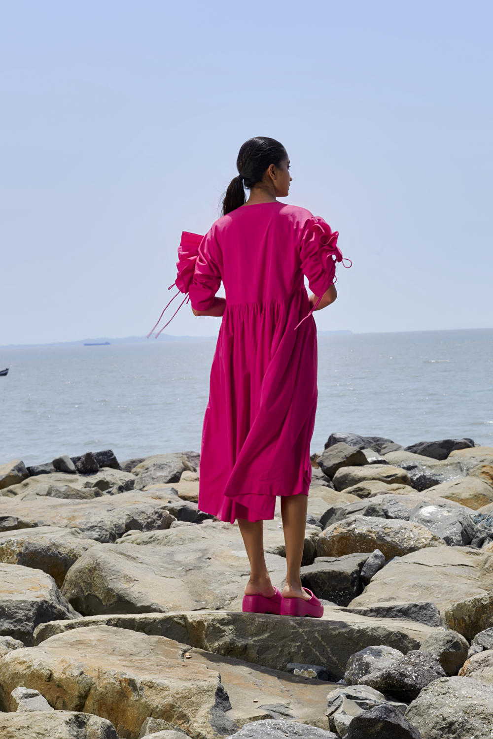 Pink Ruffle Sleeve Dress