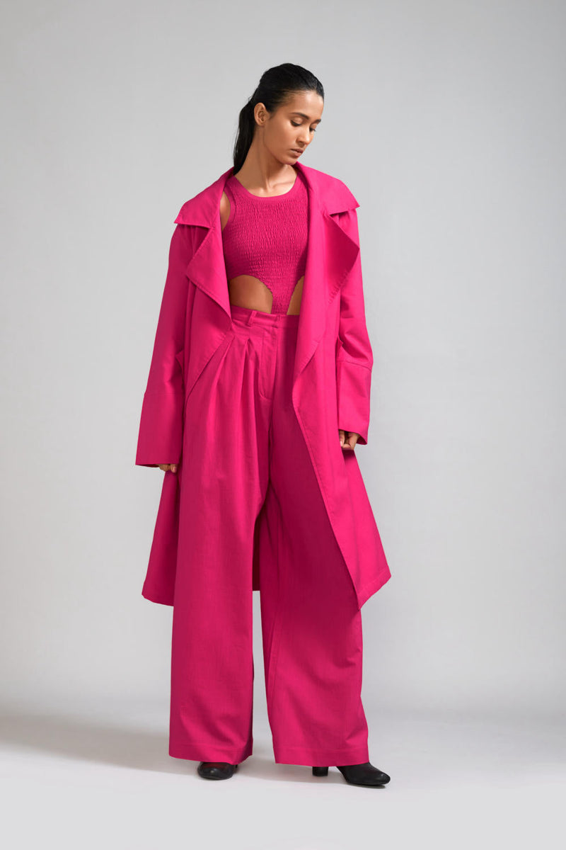 Pink Trench Jacket cotton Jackets and Overlays by Mati in pink color for women Worldwide