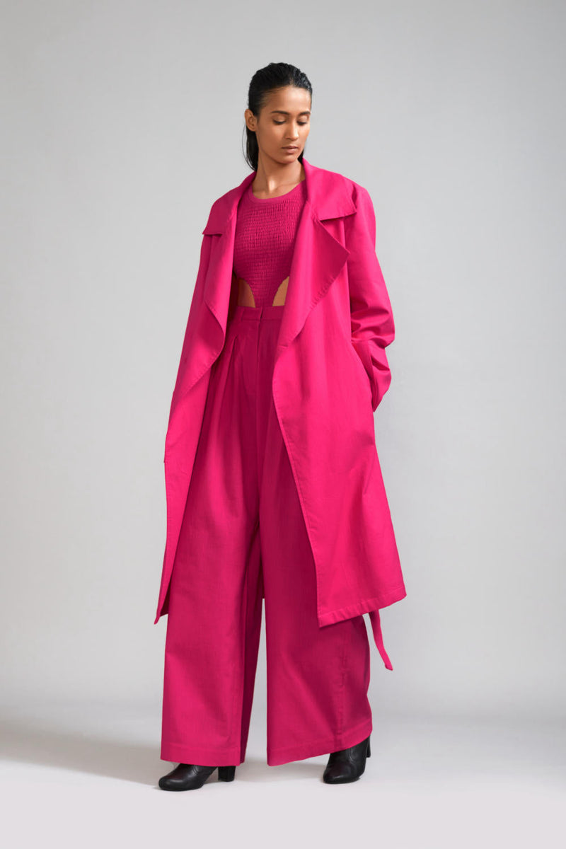 Pink Trench Jacket cotton Jackets and Overlays by Mati in pink color for women Worldwide