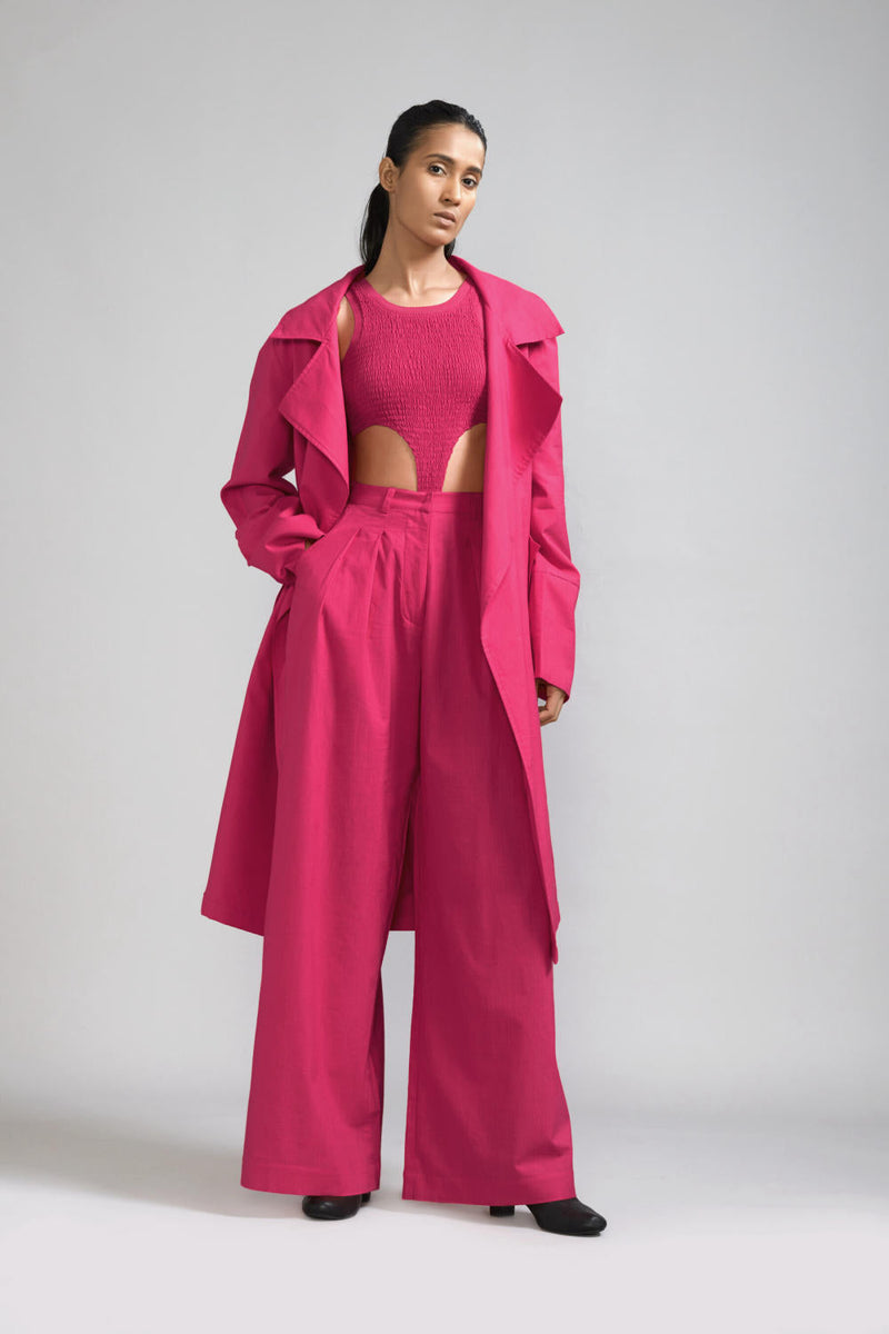 Pink Trench Jacket cotton Jackets and Overlays by Mati in pink color for women Worldwide