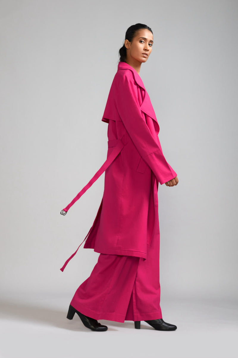 Pink Trench Jacket cotton Jackets and Overlays by Mati in pink color for women Worldwide