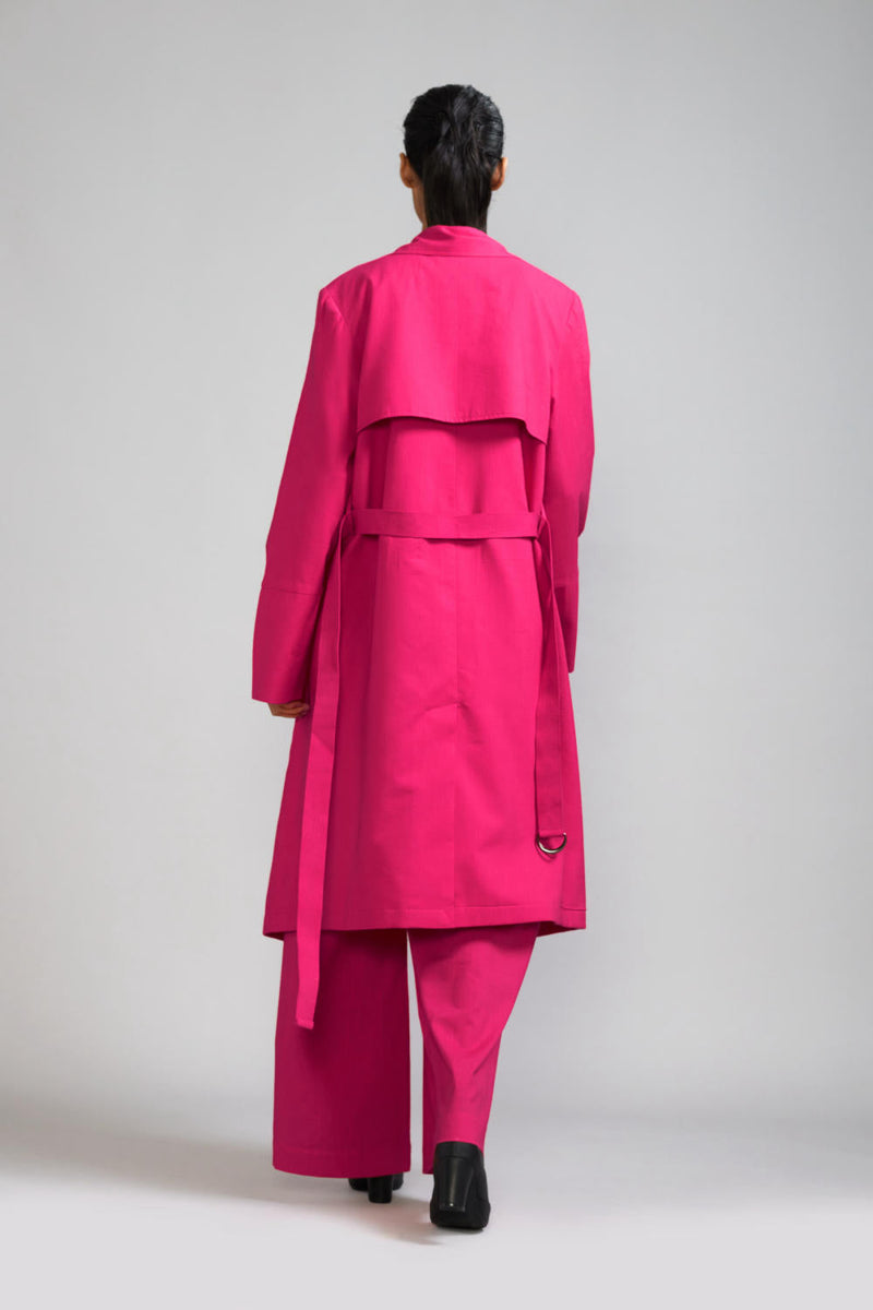 Pink Trench Jacket cotton Jackets and Overlays by Mati in pink color for women Worldwide