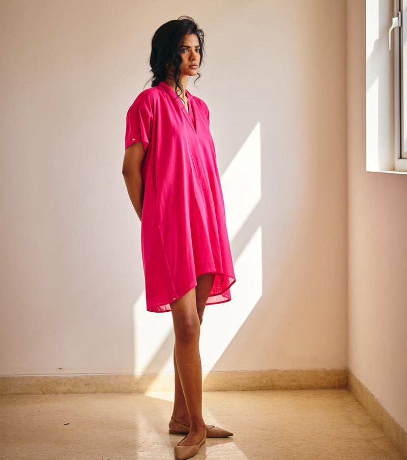 Pink Passion Midi cotton by Khara Kapas in pink for women Worldwide