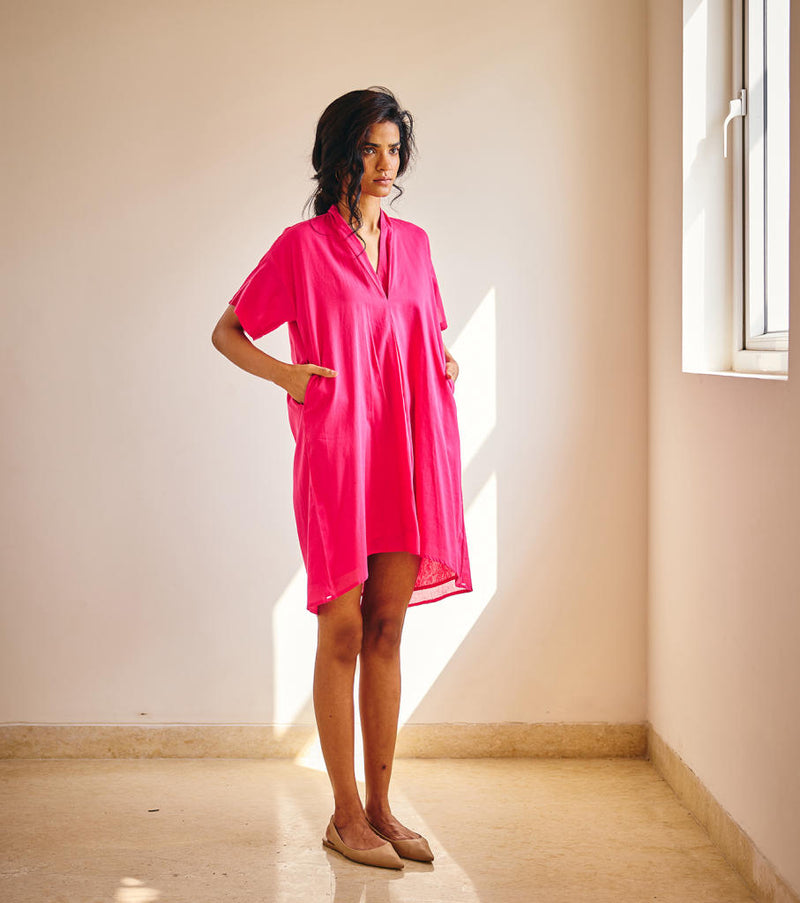 Pink Passion Midi cotton by Khara Kapas in pink for women Worldwide