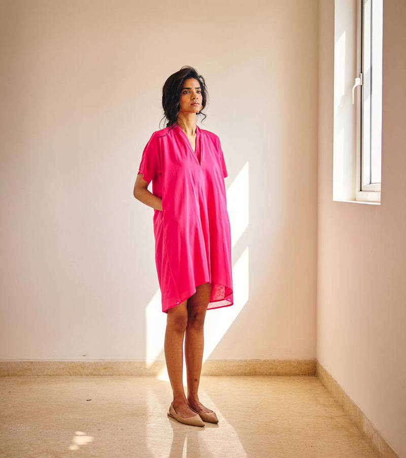 Pink Passion Midi cotton by Khara Kapas in pink for women Worldwide