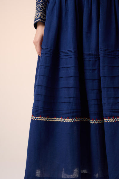 PINTUCK SKIRT-BLUE