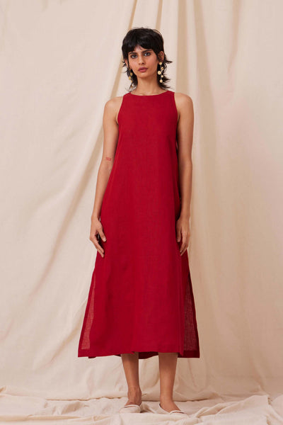 Pippa Scarlet Linen Dress