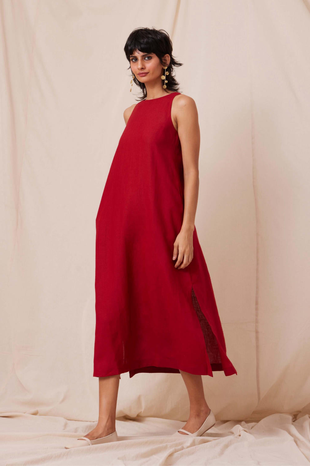 Pippa Scarlet Linen Dress