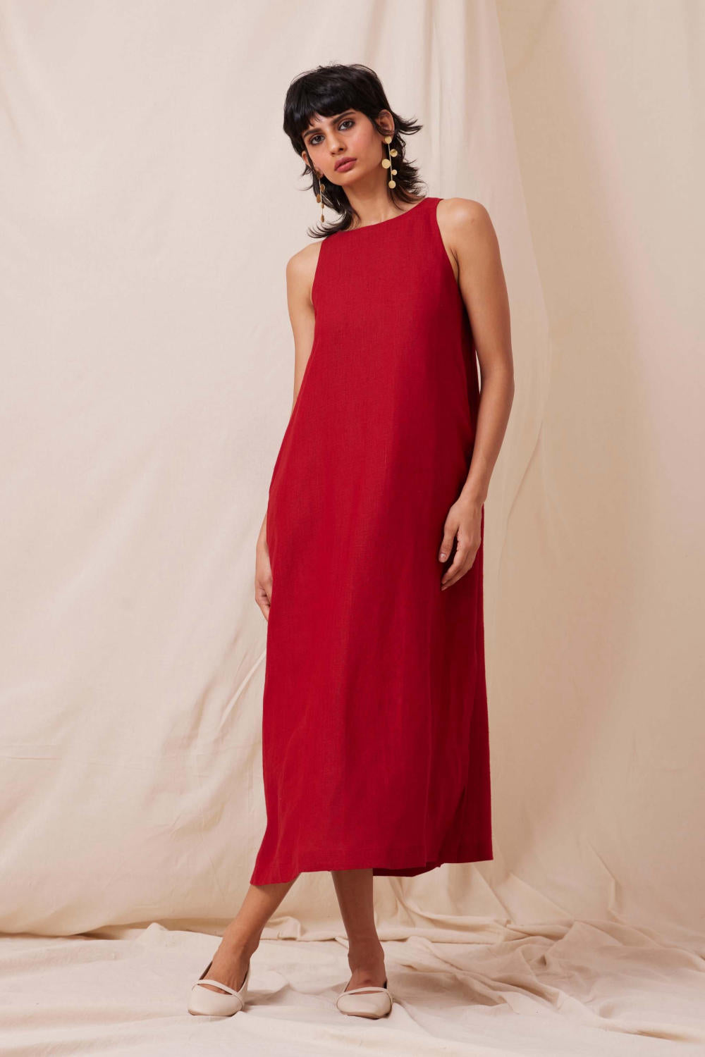 Pippa Scarlet Linen Dress