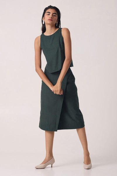 Pirmin Green Corduroy Skirt Set