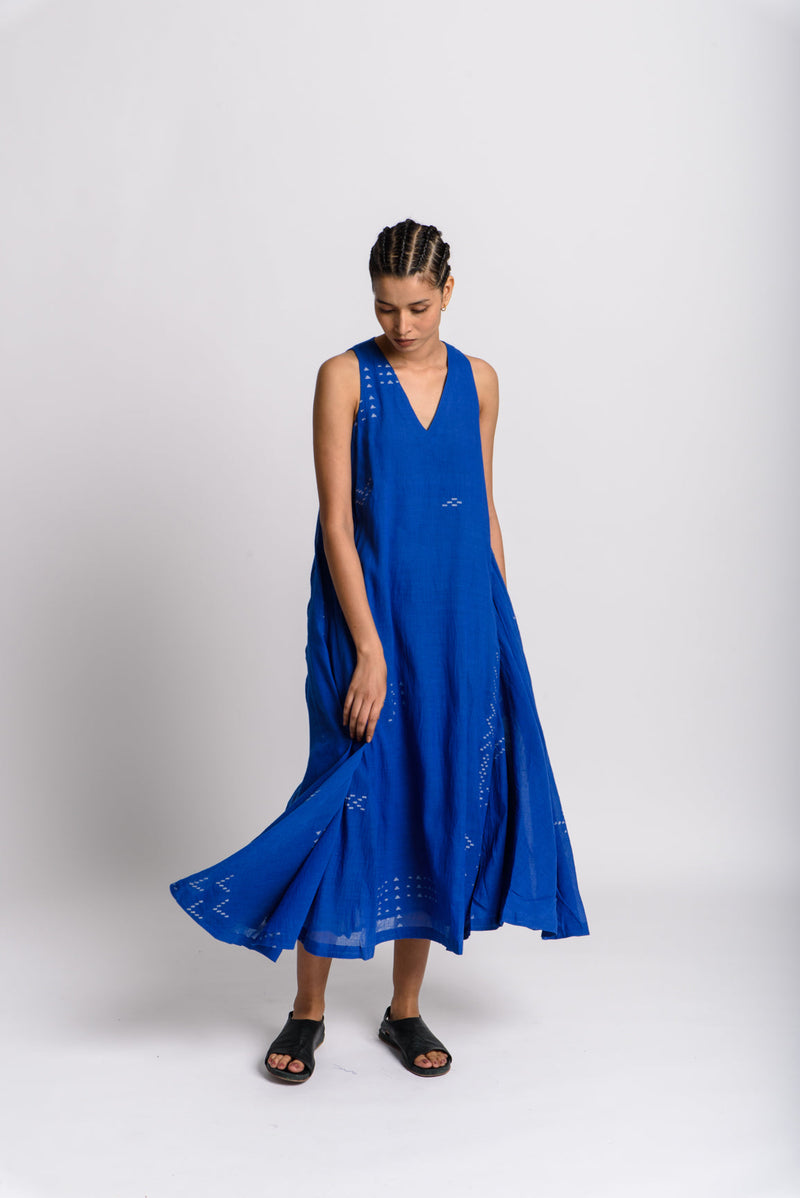 Pleats and Weaves Dress - Blue Dress by World of Crow in blue color for women Worldwide
