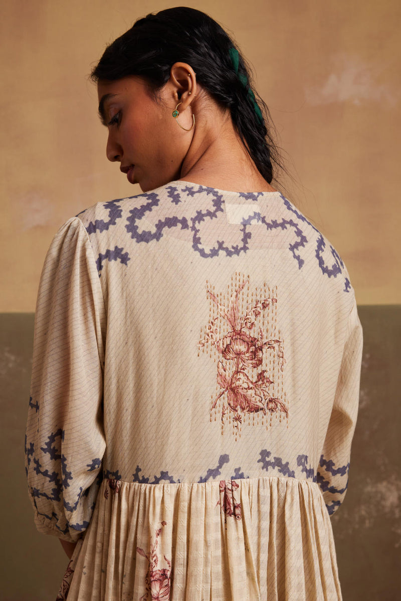 Poem Dress-Ivory Spiral cotton by CORD for women Worldwide