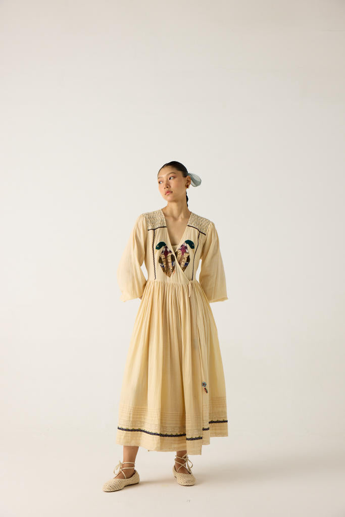 POEM DRESS-IVORY DUCK APPLIQUE cotton by CORD in multi for women Worldwide