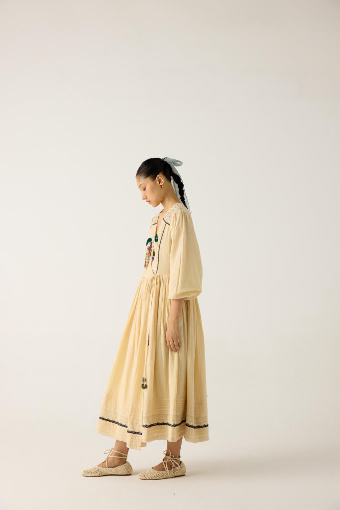 POEM DRESS-IVORY DUCK APPLIQUE cotton by CORD in multi for women Worldwide