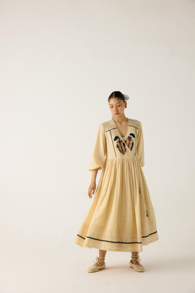 POEM DRESS-IVORY DUCK APPLIQUE