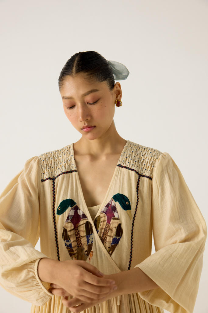 POEM DRESS-IVORY DUCK APPLIQUE cotton by CORD in multi for women Worldwide