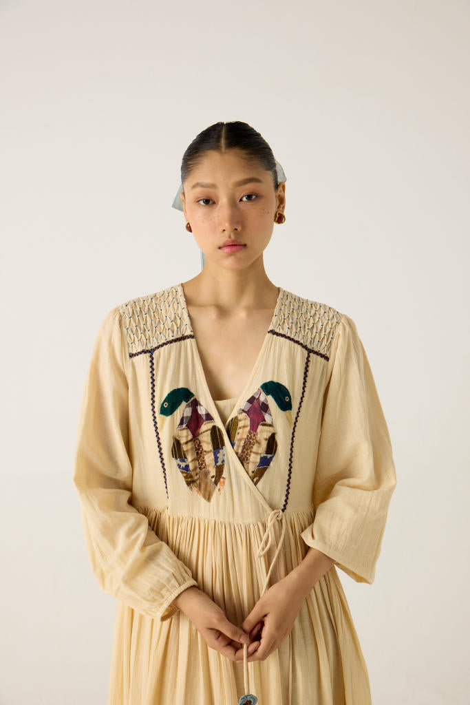 POEM DRESS-IVORY DUCK APPLIQUE cotton by CORD in multi for women Worldwide