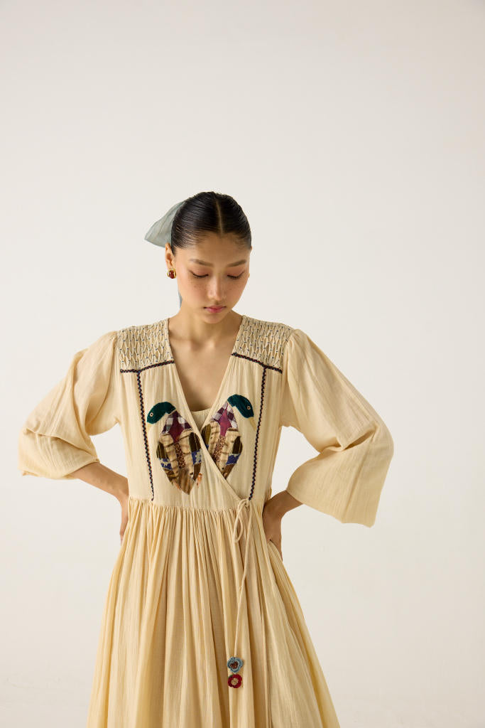 POEM DRESS-IVORY DUCK APPLIQUE cotton by CORD in multi for women Worldwide