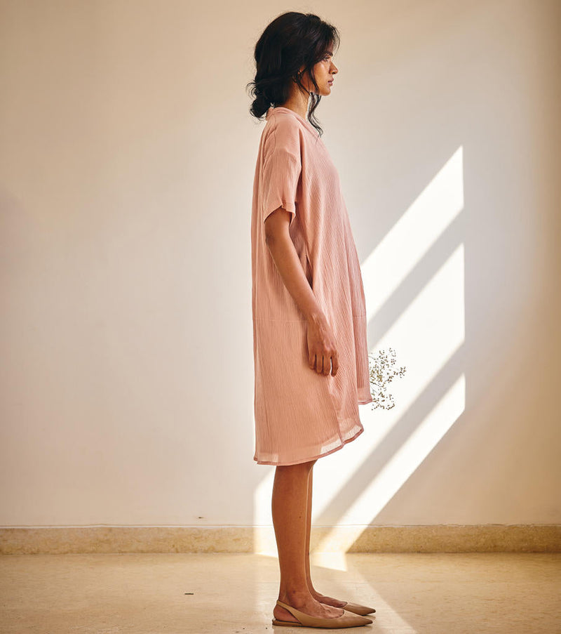 Poised Petal Dress cotton by Khara Kapas in pink for women Worldwide