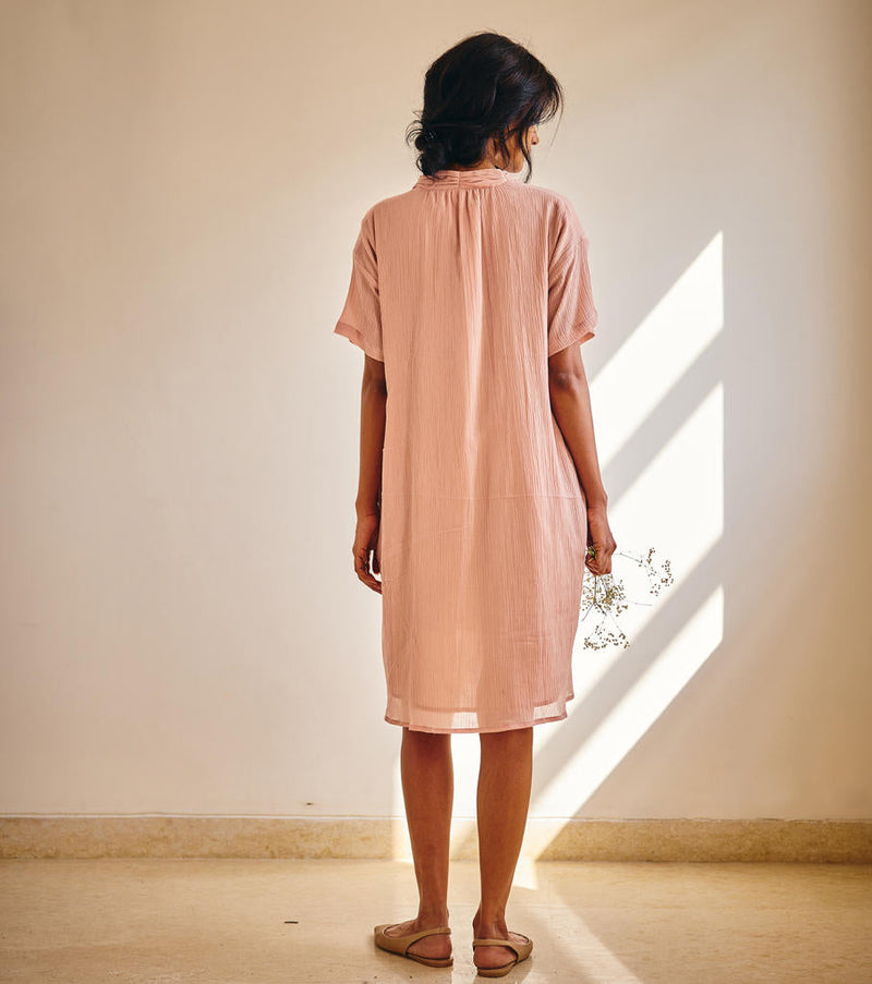 Poised Petal Dress cotton by Khara Kapas in pink for women Worldwide