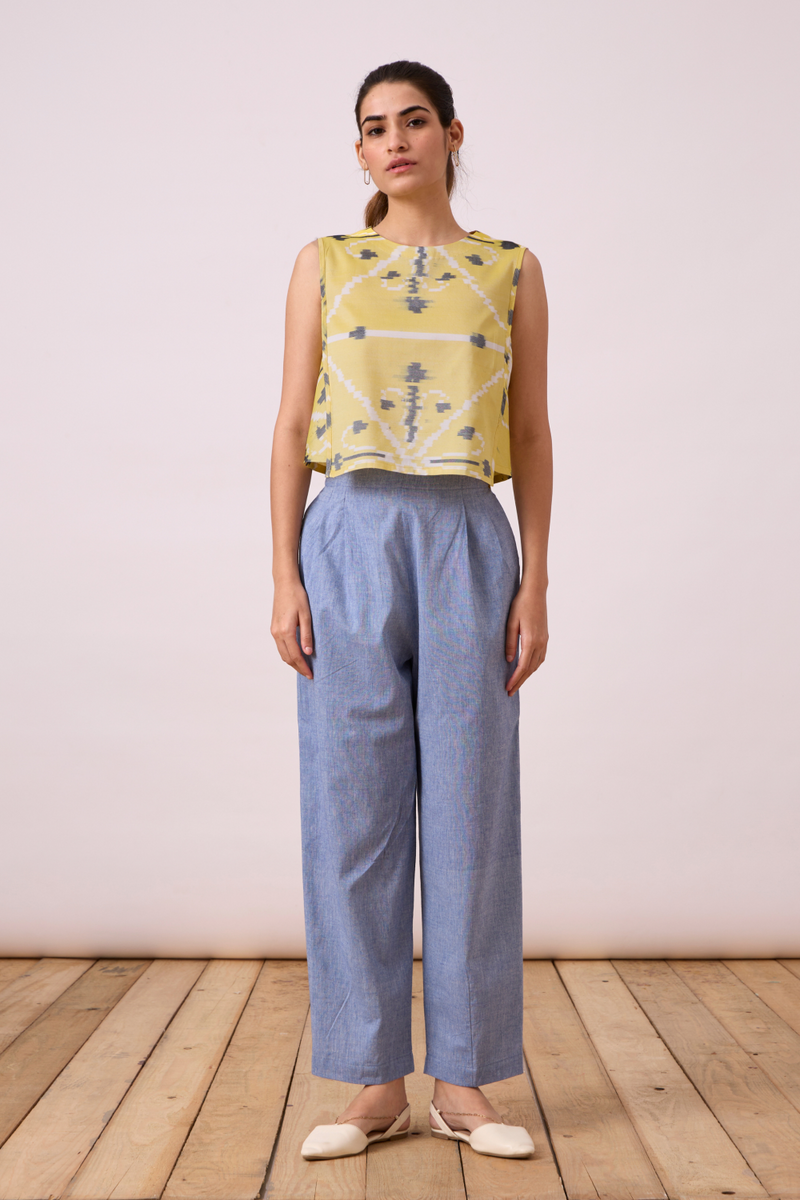 Polam - Yellow Ikat silk Top & Tunics by The Summer House for women Worldwide