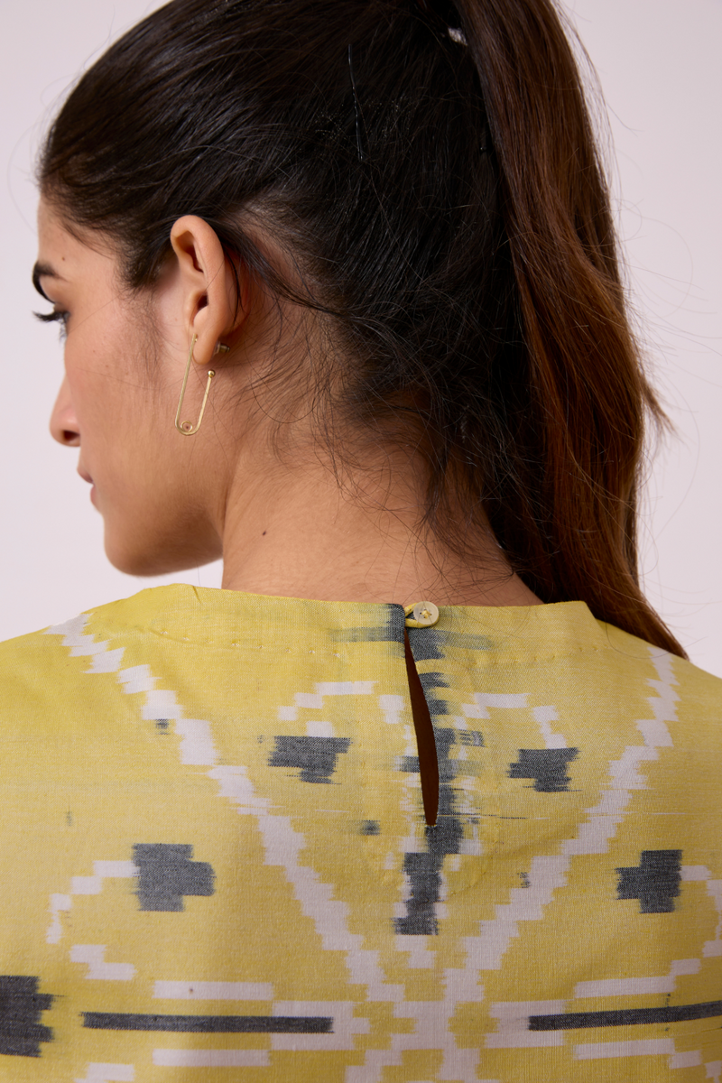 Polam - Yellow Ikat silk Top & Tunics by The Summer House for women Worldwide