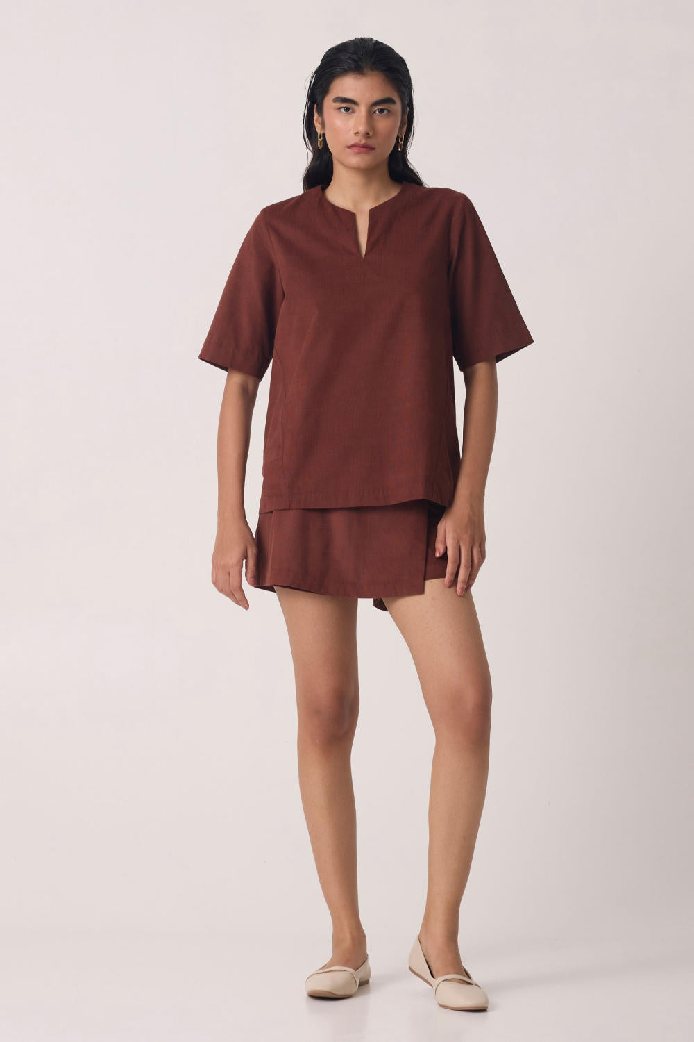 Polina Brown Corduroy Skort Set