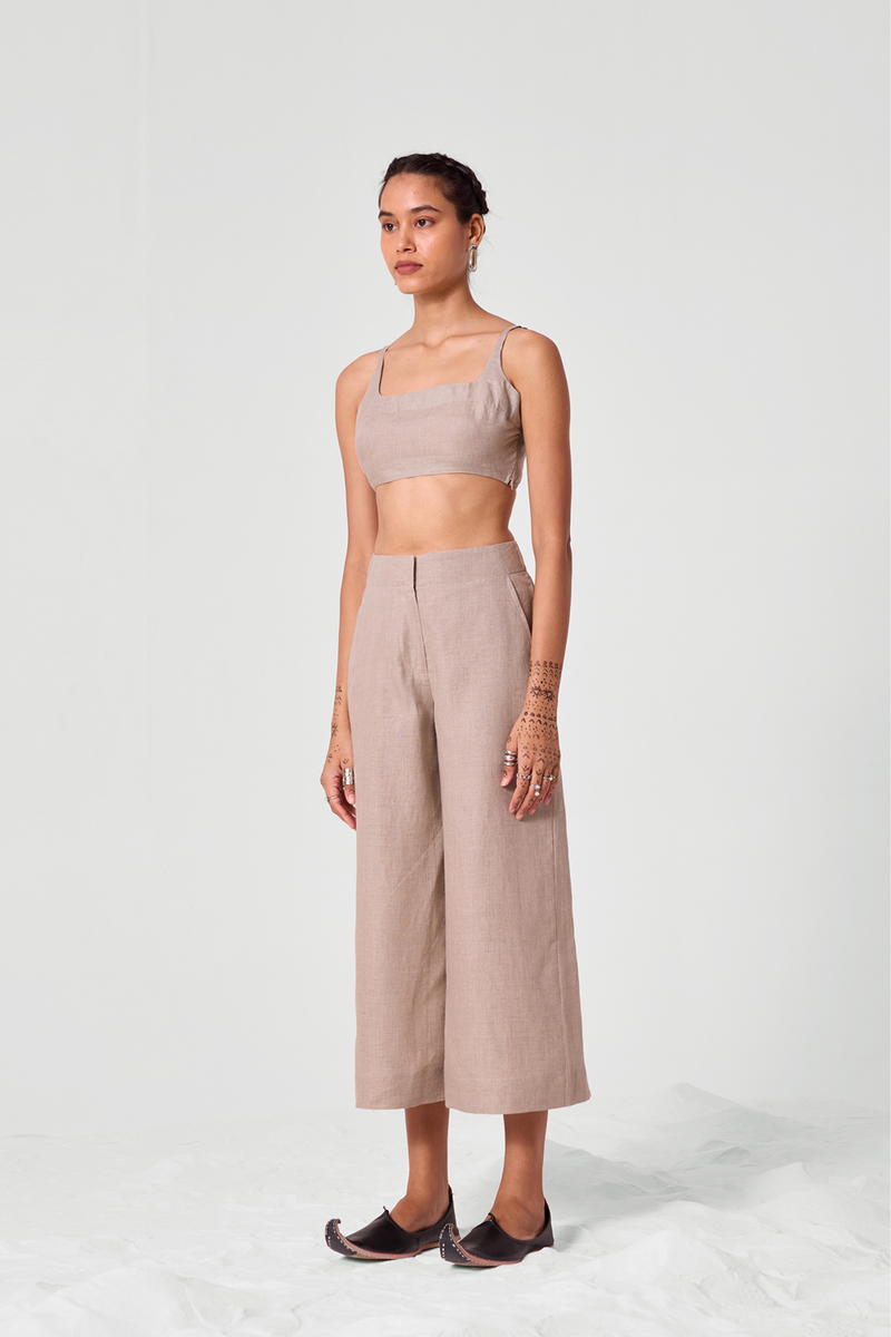 Pomelo Beige Linen Pants