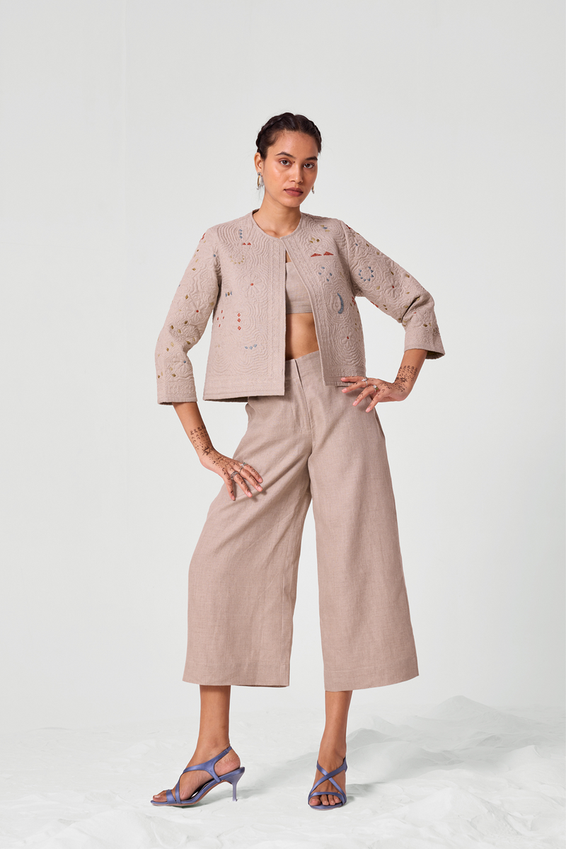 Pomelo Beige Linen Pants