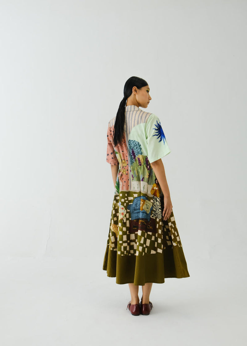 Print Blocked Dress-Alice satin by CORD for women Worldwide