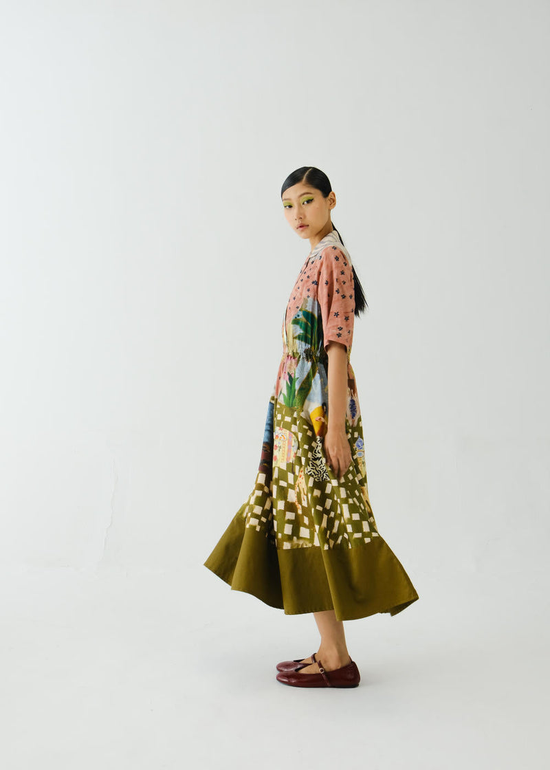 Print Blocked Dress-Alice satin by CORD for women Worldwide